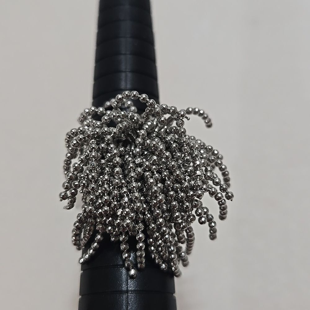Silver Beaded Pom Pom Ring - Picture 4 of 4